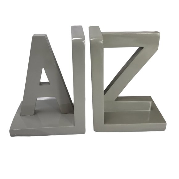 Pottery Barn NWT New in Box Metal Bronze Bookends.Alphabet Letters.